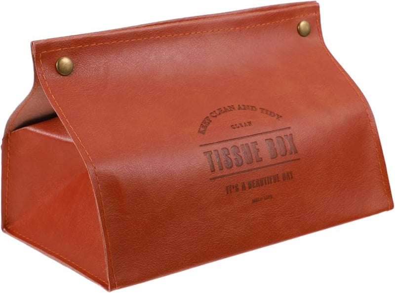 GARVALON Soft Leather Tissue Box Holder For Home And Car Stylish Napkin Storage Container - Image 1